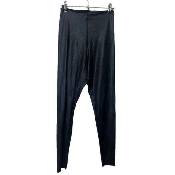 Commando Faux Leather Leggings Black Size Medium High Rise Stretch Pull On - Picture 1 of 8